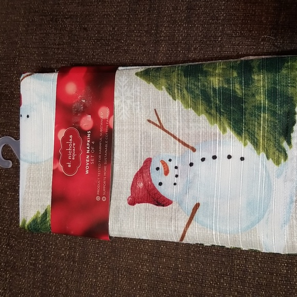 Set of 4 snowmen napkins - Picture 1 of 7
